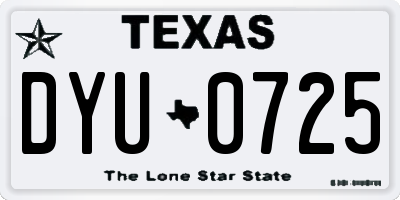 TX license plate DYU0725