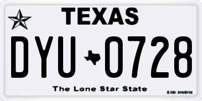 TX license plate DYU0728