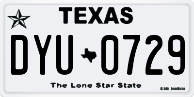 TX license plate DYU0729