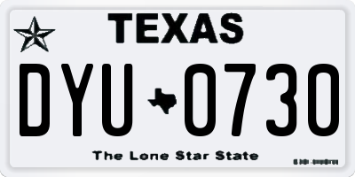 TX license plate DYU0730
