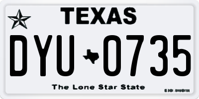 TX license plate DYU0735