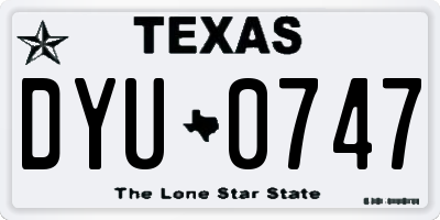 TX license plate DYU0747