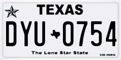 TX license plate DYU0754