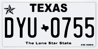 TX license plate DYU0755