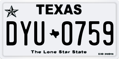 TX license plate DYU0759