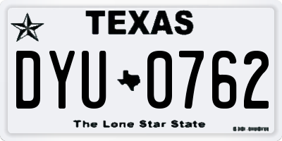 TX license plate DYU0762