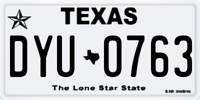 TX license plate DYU0763