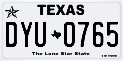 TX license plate DYU0765