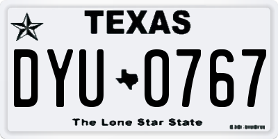 TX license plate DYU0767