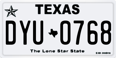TX license plate DYU0768