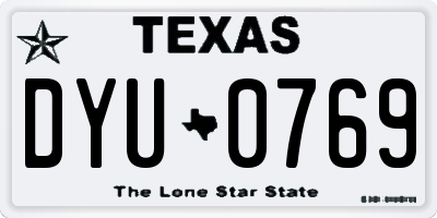 TX license plate DYU0769