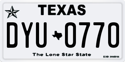 TX license plate DYU0770