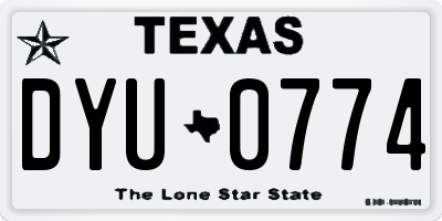 TX license plate DYU0774