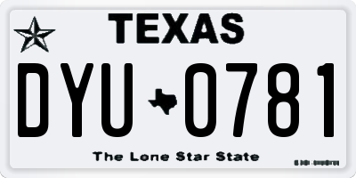TX license plate DYU0781