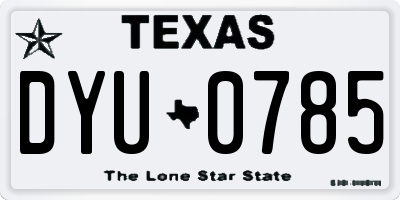 TX license plate DYU0785
