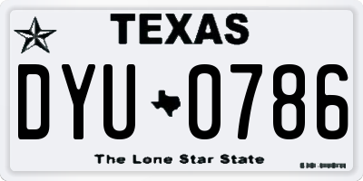 TX license plate DYU0786