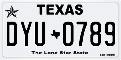 TX license plate DYU0789