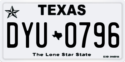 TX license plate DYU0796