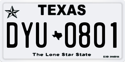 TX license plate DYU0801