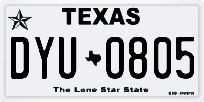 TX license plate DYU0805