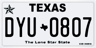 TX license plate DYU0807