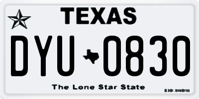 TX license plate DYU0830