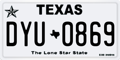 TX license plate DYU0869