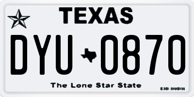 TX license plate DYU0870