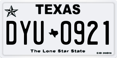 TX license plate DYU0921