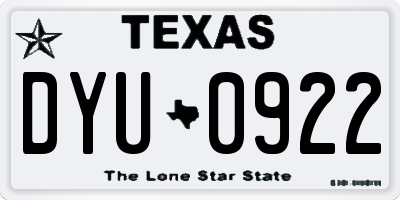 TX license plate DYU0922