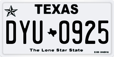 TX license plate DYU0925