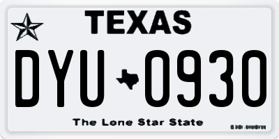 TX license plate DYU0930