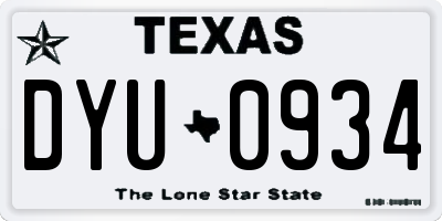 TX license plate DYU0934