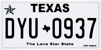 TX license plate DYU0937