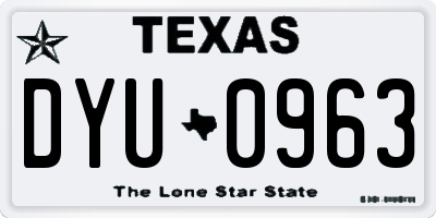 TX license plate DYU0963