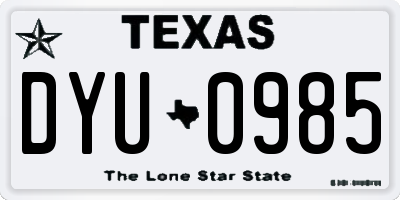 TX license plate DYU0985