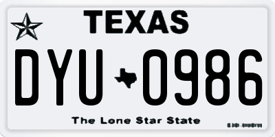 TX license plate DYU0986