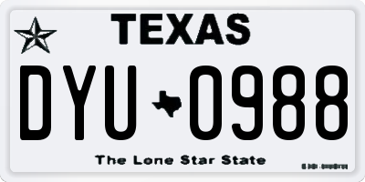 TX license plate DYU0988