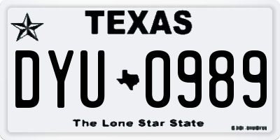 TX license plate DYU0989