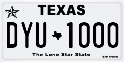 TX license plate DYU1000