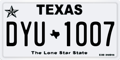 TX license plate DYU1007