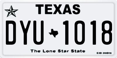 TX license plate DYU1018