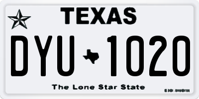 TX license plate DYU1020