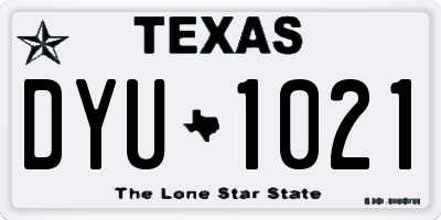 TX license plate DYU1021