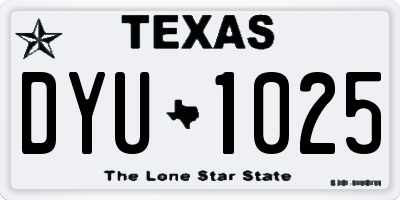TX license plate DYU1025
