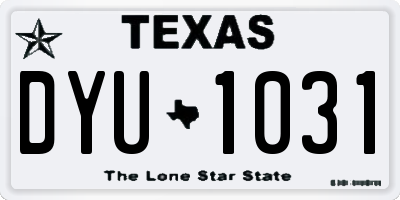 TX license plate DYU1031
