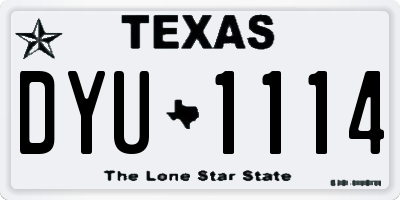 TX license plate DYU1114