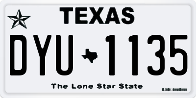 TX license plate DYU1135