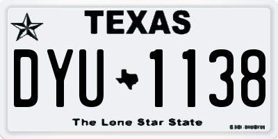 TX license plate DYU1138