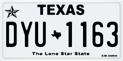 TX license plate DYU1163